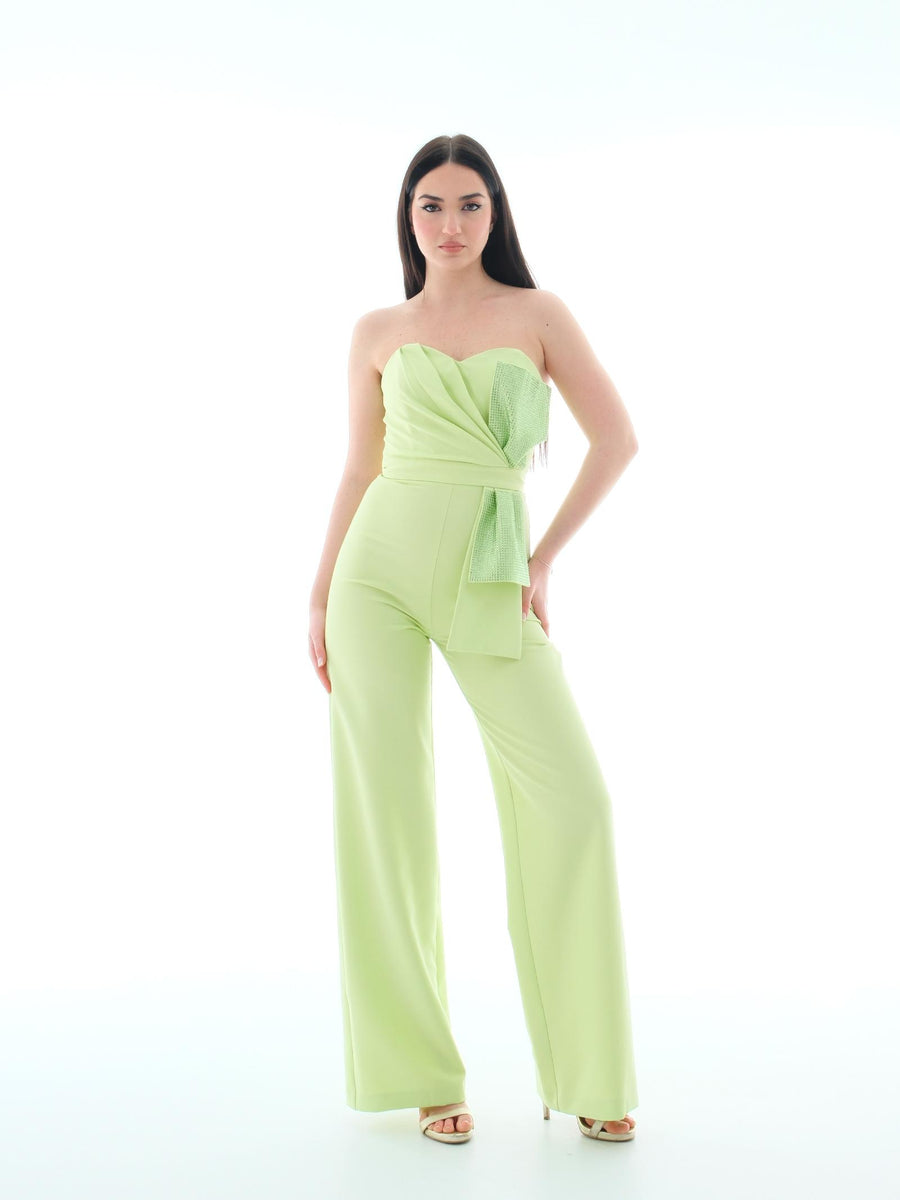 Tuta "candy crass" Silence Limited verde con fiocco in strass TUT652STRASS LIGHTGREEN Silence Limited 