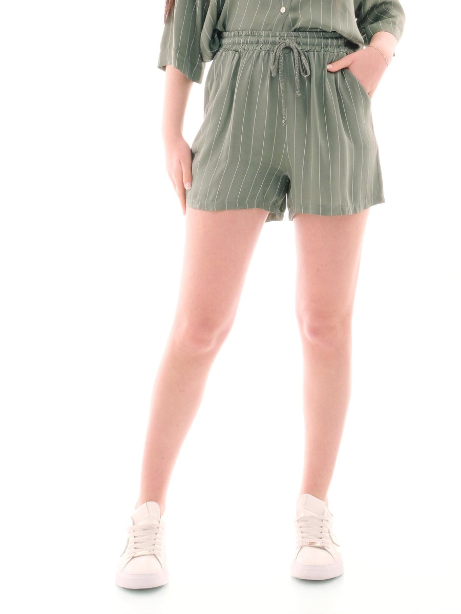 Shorts Armoire verde militare in raso a righe D778P MILITARE Armoire 