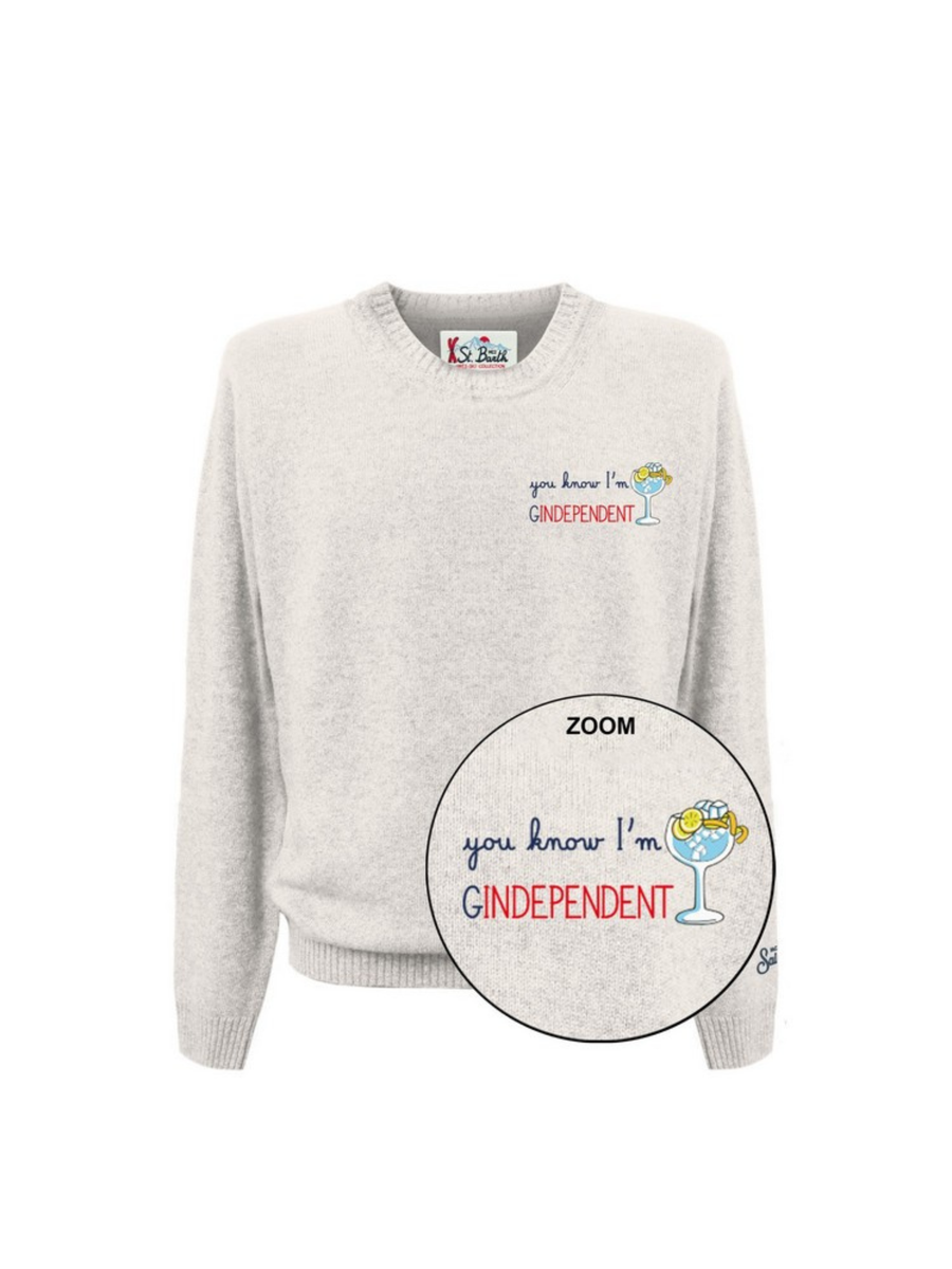 Maglione "11" Saint Barth grigio con scritta " you know i'm Gindependent" HER0024 03275I MC2 SAINT BARTH 