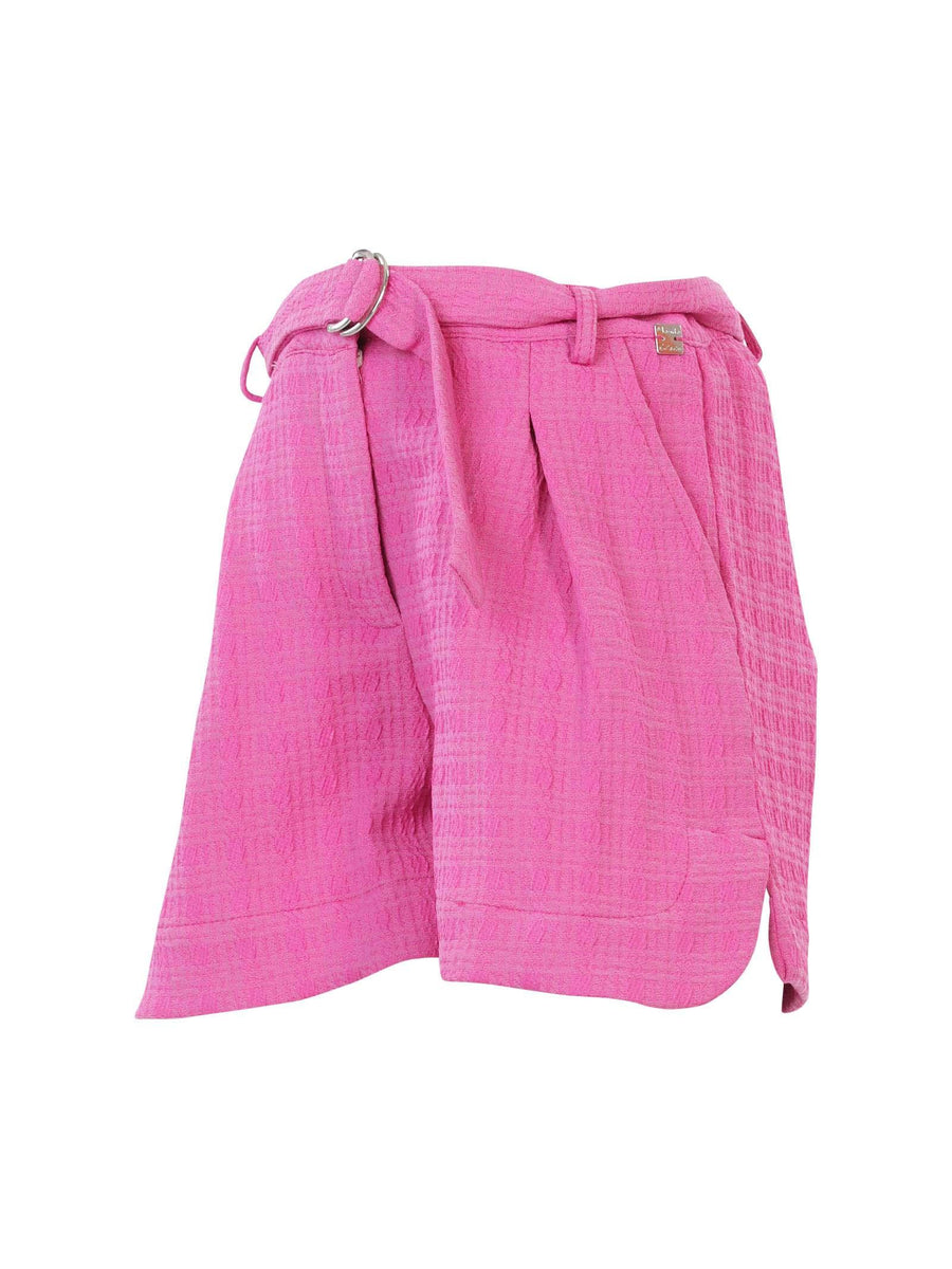 Shorts fucsia in tessuto ricamato e pinces MG2656 FUXIA Manila Grace 