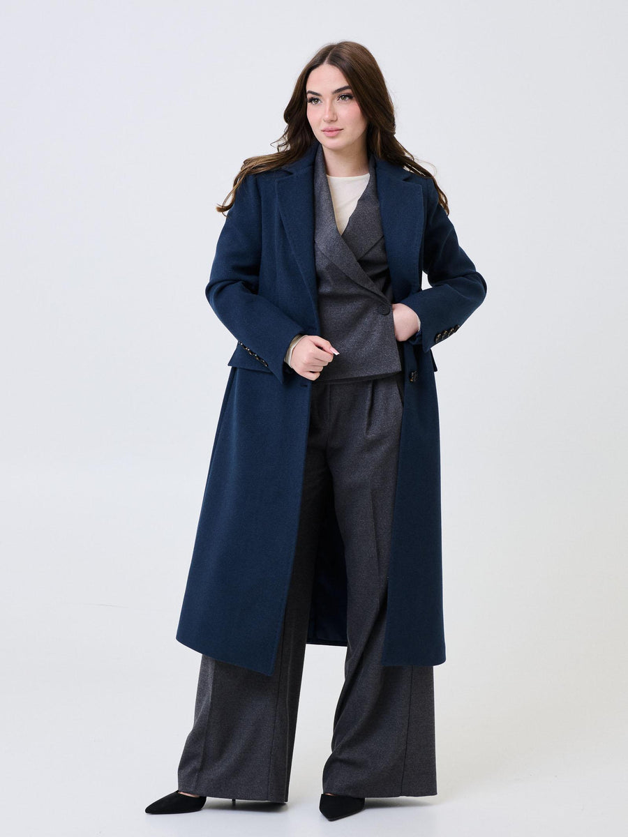 Cappotto lungo Armoire blu navy monopetto 71394 BLU Armoire 