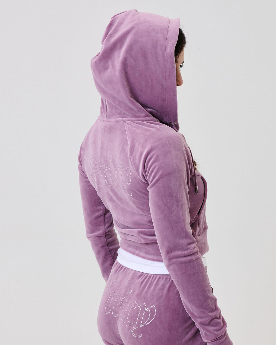 Felpa in velluto Juicy Couture viola con logo in strass VIJH70698WPF PG4 Juicy Couture 