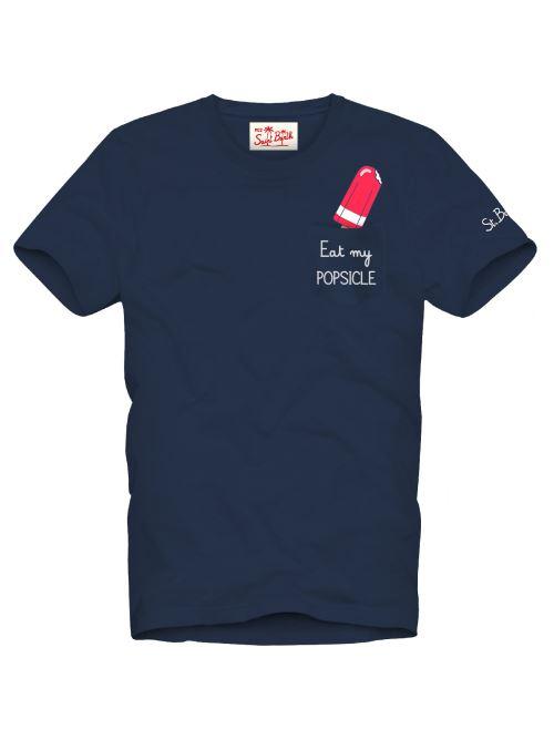 T-shirt blu in cotone Fior di Fragola AUS0001 04675F MC2 SAINT BARTH 