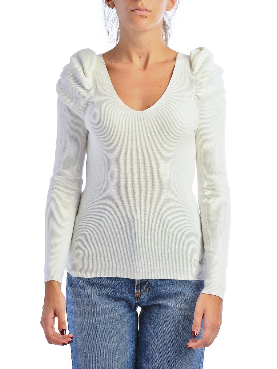 Pullover bianco scollo a v GBD10357 BIA Gaelle 