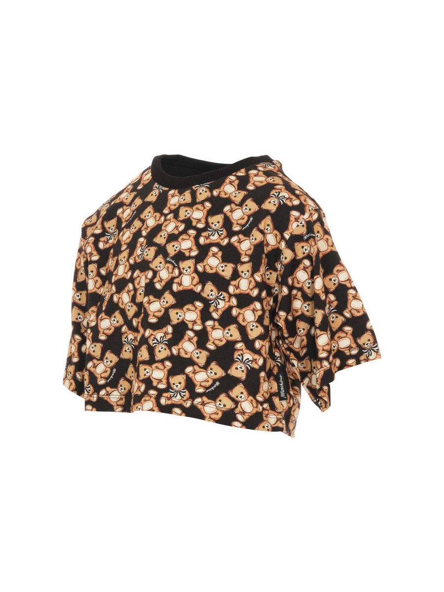 T-Shirt over Moschino nera con stampa all over orsetti HBM062 84923 Moschino 