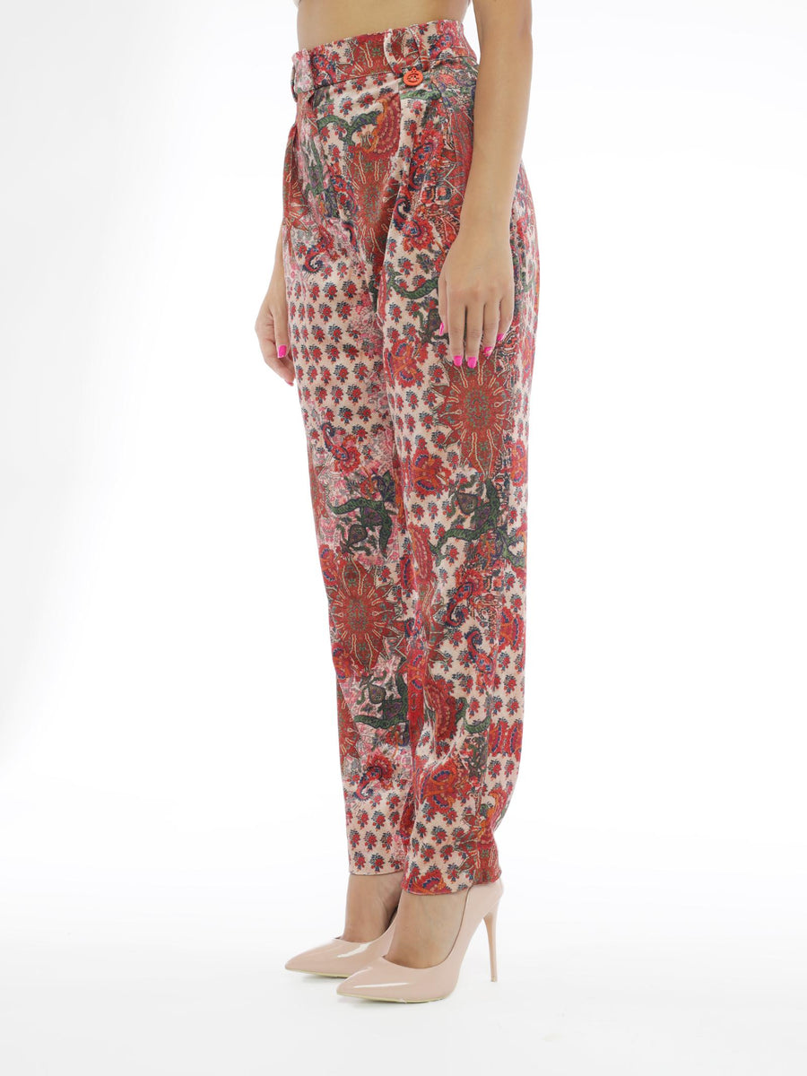 Pantalone dritto in velluto multicolor GBDP13259 MULTI Gaelle 