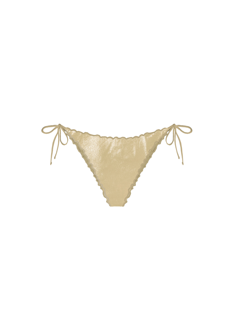Slip bikini Saint Barth oro con bordi arricciati e lacci laterali MIA001 04373H MC2 SAINT BARTH 