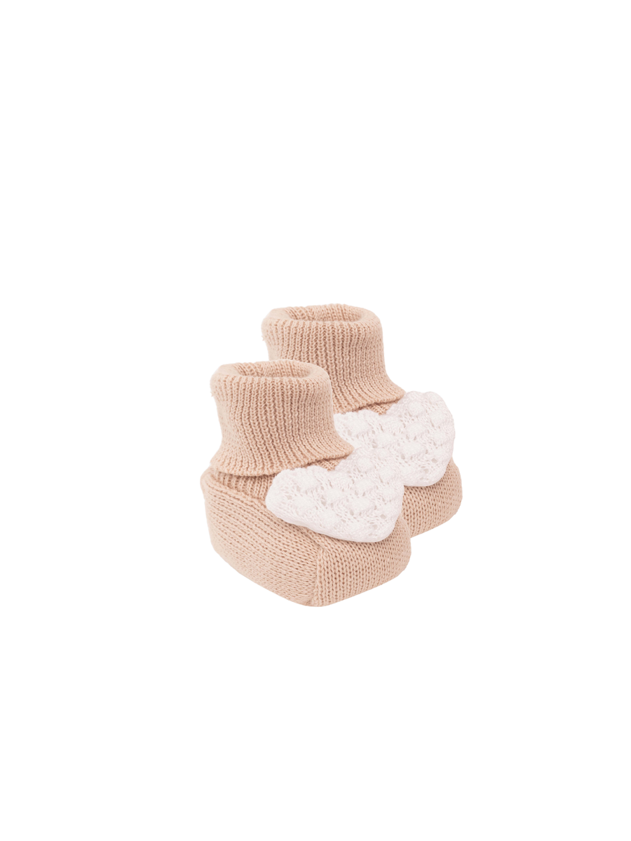 Scarpe da culla Marlù beige con fiocco bianco EB26S MELG1 Marlù 