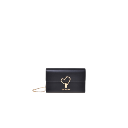 Borsa a tracolla Love Moschino nera con chiusura a cuore dorata JC4327PP0NKU 0000 Love Moschino 