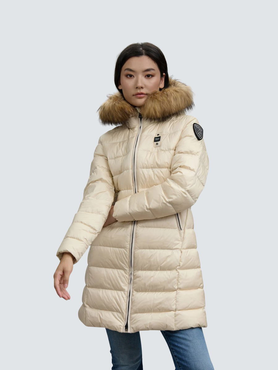 Giubbino lungo con pelliccia "Kristin" Blauer grigio mattino BLDK03103 907GG Blauer 