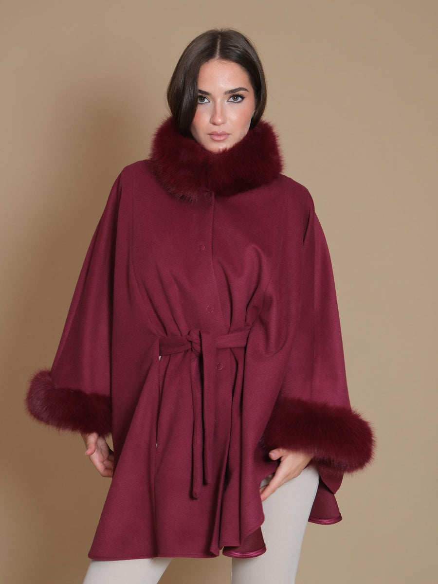 Mantella Armoire con pellicciotto al collo e maniche bordeaux GN003 BORDEAUX Armoire 
