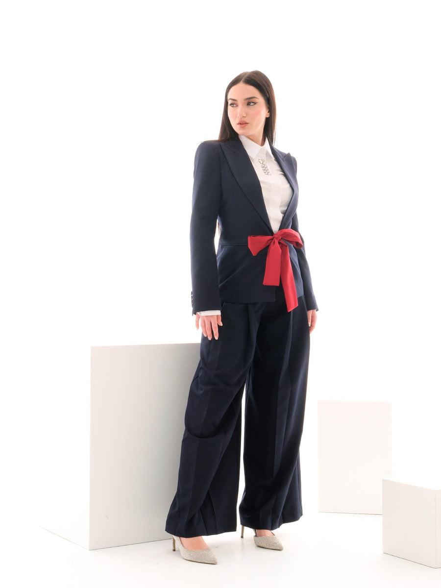 Giacca Vicolo blu navy con fiocco rosso TD0064 BLU Vicolo 