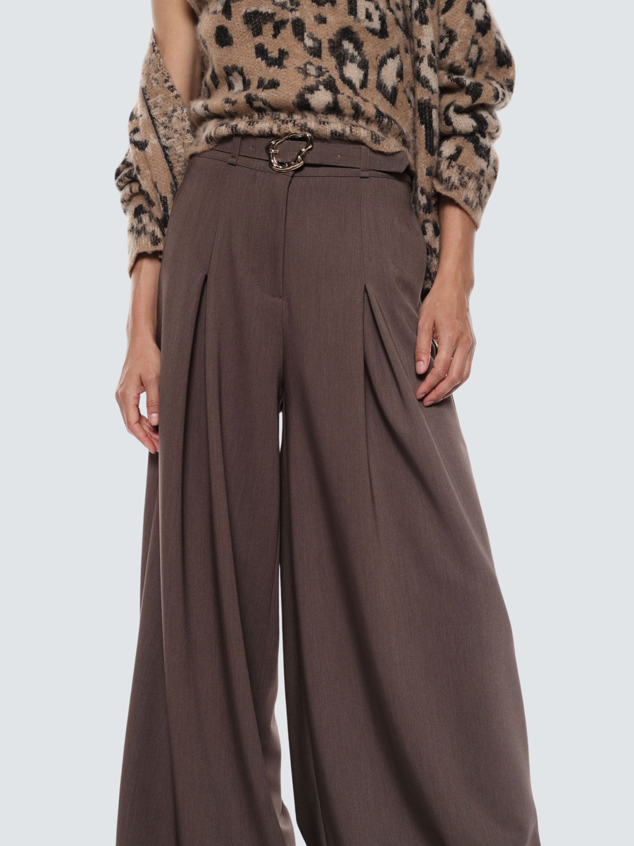 Pantalone ampio a vita alta Imperial fango con cintura decorativa P5Y6KBYC FANGO Imperial 