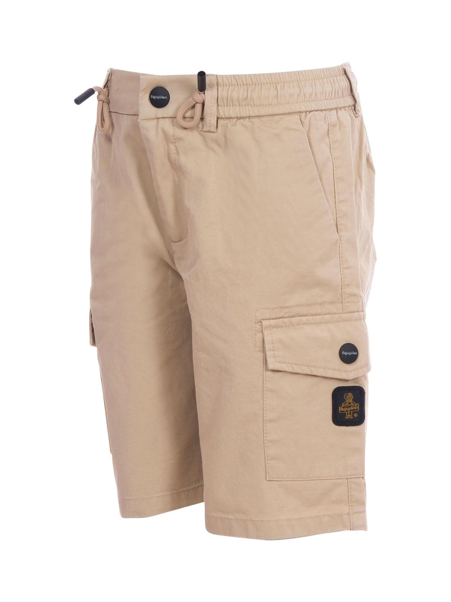 Bermuda Refrigiwear beige con tasconi cargo e patch logo 224PRMNS25 SAHARA Refrigiwear 