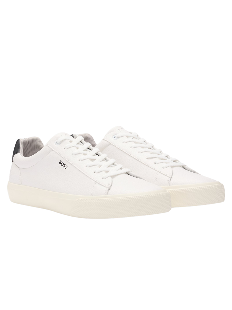 Sneakers Boss bianche in similpelle con tallone a contrasto 50542114 121 Boss 