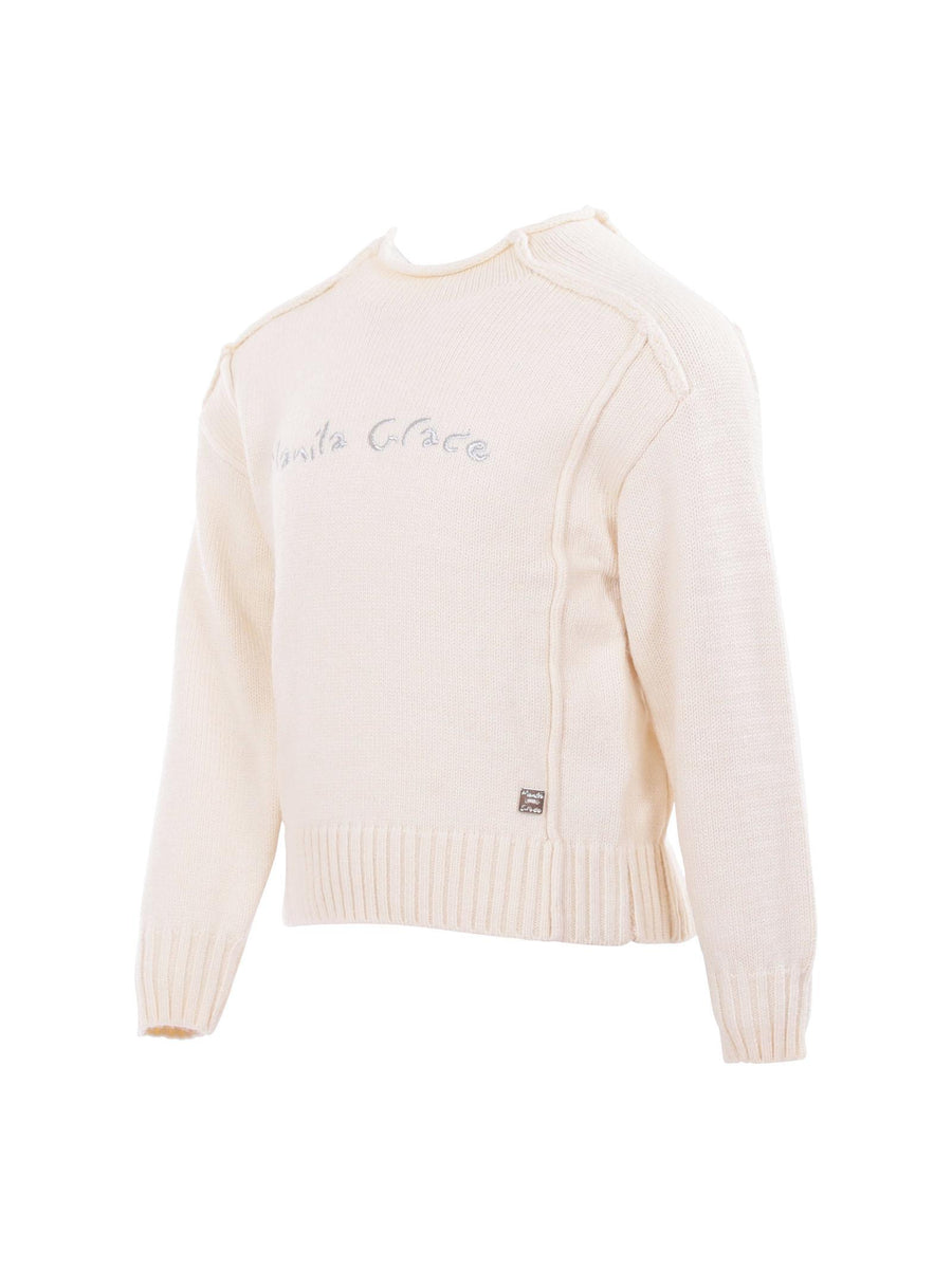 Maglioncino bambina Manila Grace crema e logo silver MFBF24M212 CREMA Manila Grace 