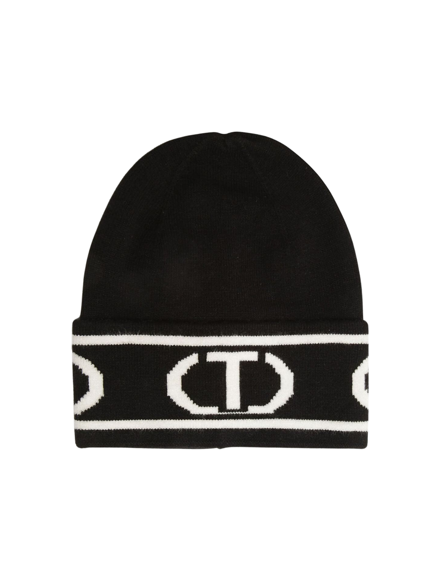 Berretto Twinset nero effetto jacquard 242GJ501D 02714 Twinset 