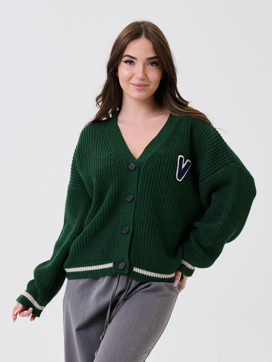 Cardigan Vicolo verde con patch in rilievo 55072F VERDE Vicolo 