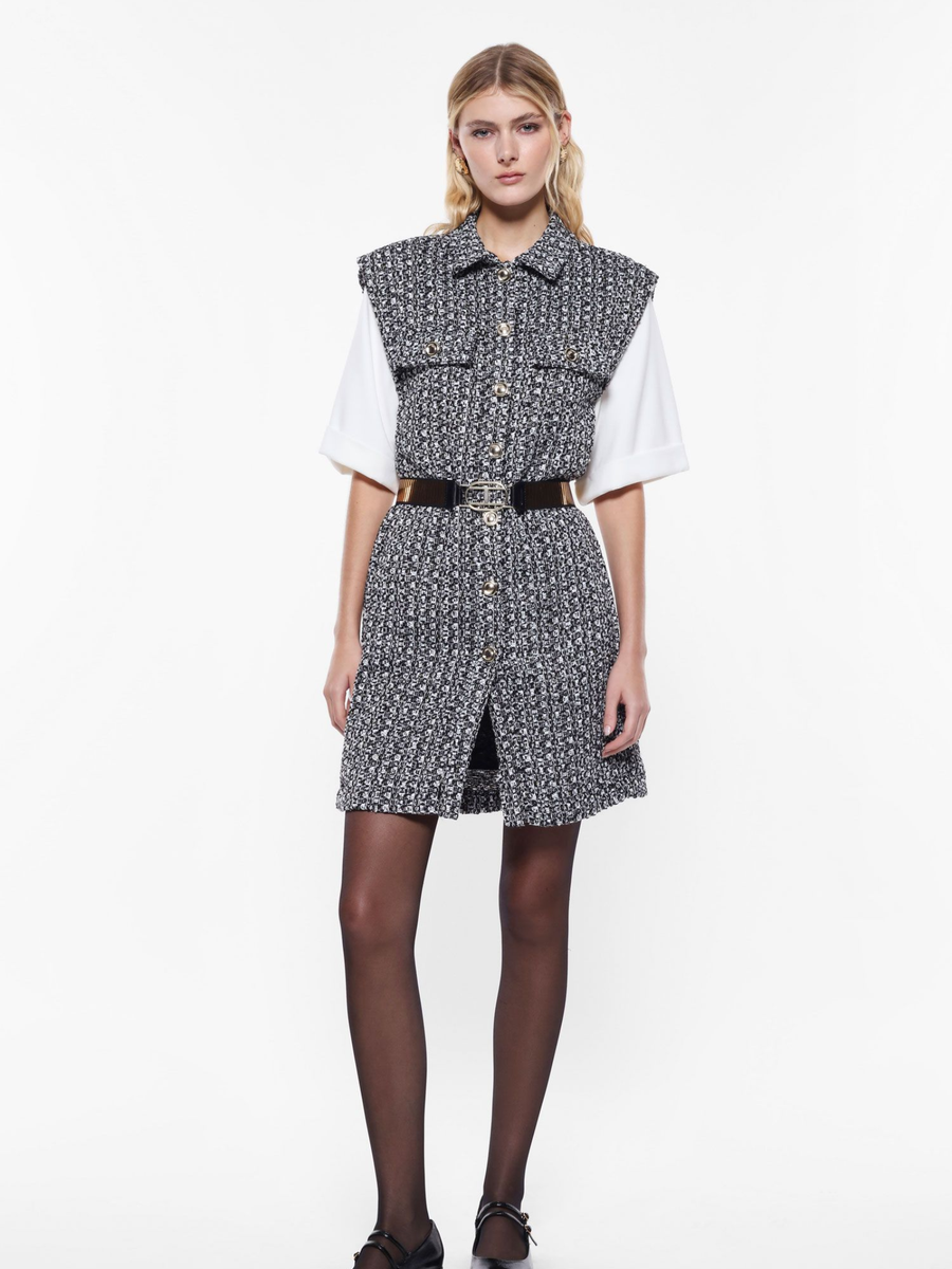 Abito corto Imperial nero e bianco effetto tweed abbottonato AFGXIOH NERO/BIANCO Imperial 