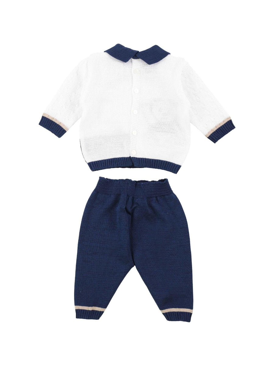 Tutina due pezzi blu e bianca con orsetto EL5250 C17TAB Marlù 