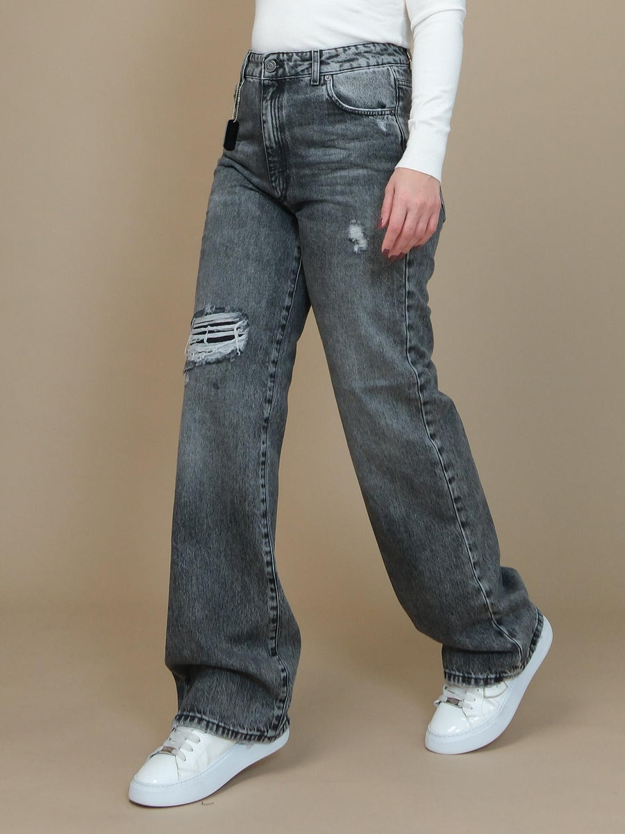 Jeans a palazzo Patriòt grigio in denim lavaggio scuro PLZM21 DNM Patriot 