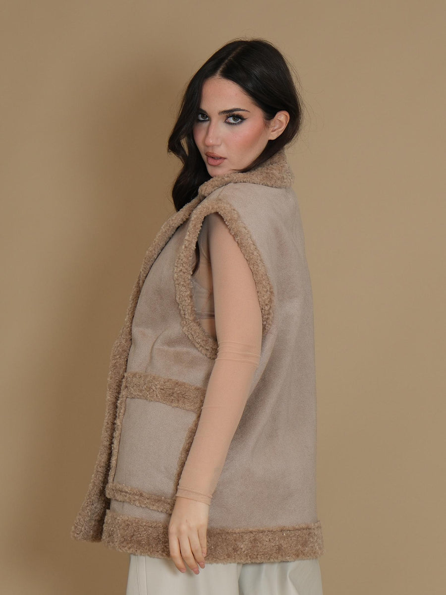 Cappotto montone smanicato Silence Limited Alaska cammello GILET CAMEL Silence Limited 