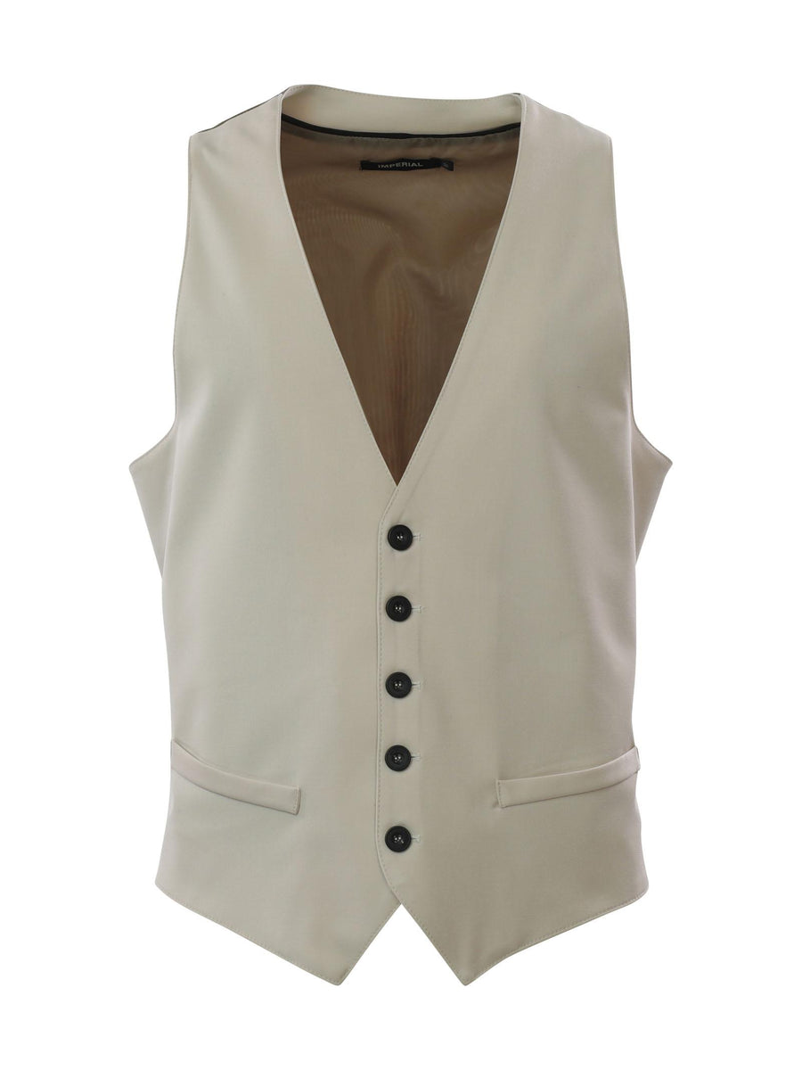 Gilet panna con tasche a filetto L810EAI BEI Imperial 