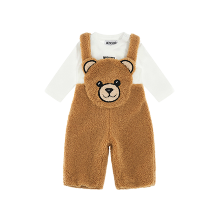 Completo salopette e t-shirt Moschino cammello e bianco MUK058 20351 Moschino 