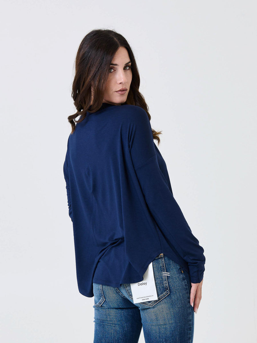 Maglia a maniche lunghe Kontatto blu con scollo a barca MR5003C BLU kontatto 