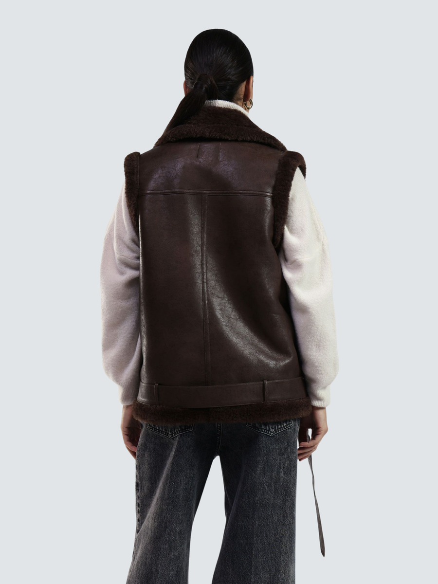 Giubbino smanicato Dixie moro con interno in ecopelliccia L330Y003A MORO Dixie 