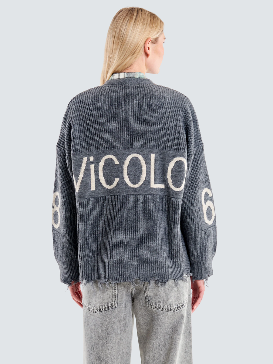 Cardigan Vicolo grigio con rotture 77119F GRIGIO Vicolo 