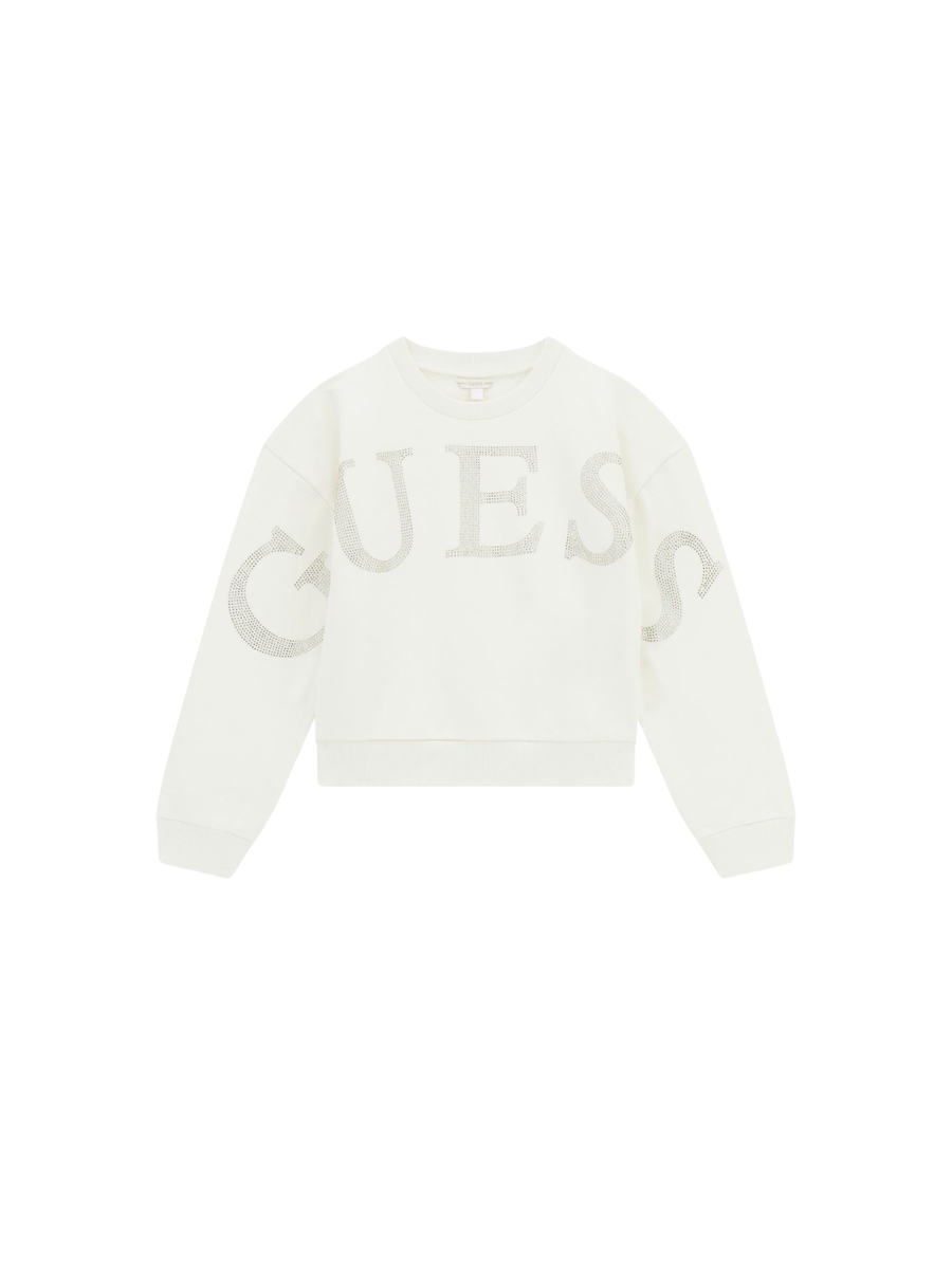 Felpa Guess bianca con logo strass all over J5YQ09KAV34 G012 Guess 