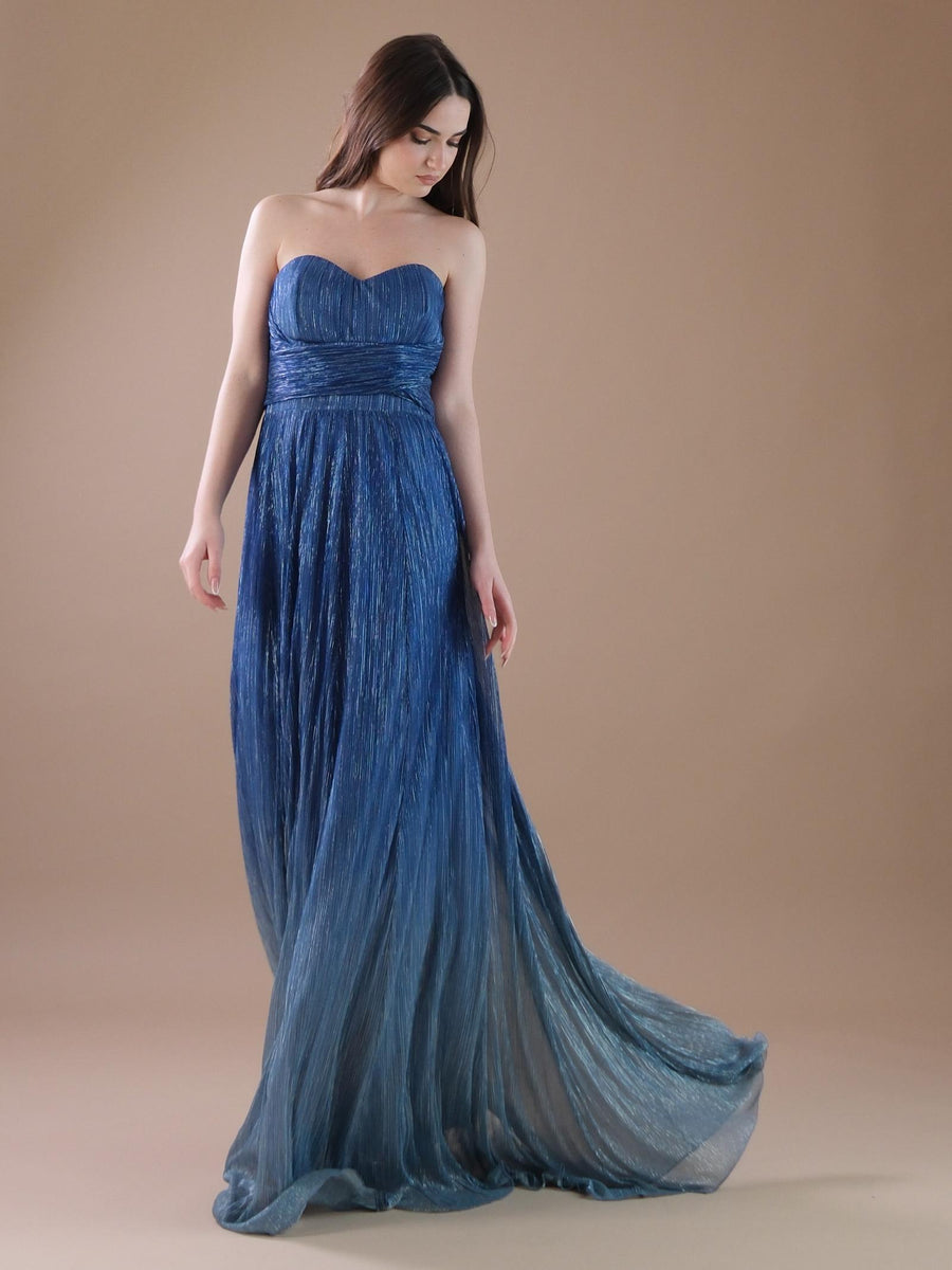 Xena Dress a fascia con degradè blu e lurex AB4005 ROYAL Silence Limited 