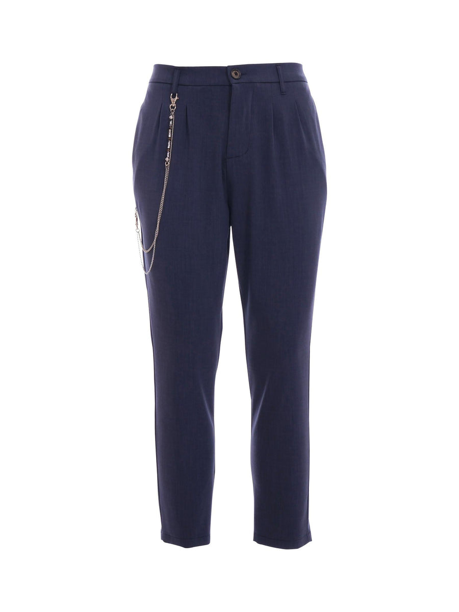 Pantalone Imperial blu con pinces e catena charm removibile PB51JCH BLU Imperial 