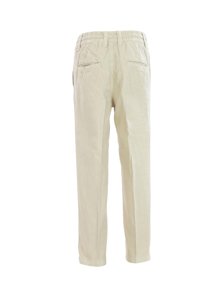 Pantaloni sabbia in lino e cotone con lacci PTD4102J SABBIA Dan John 