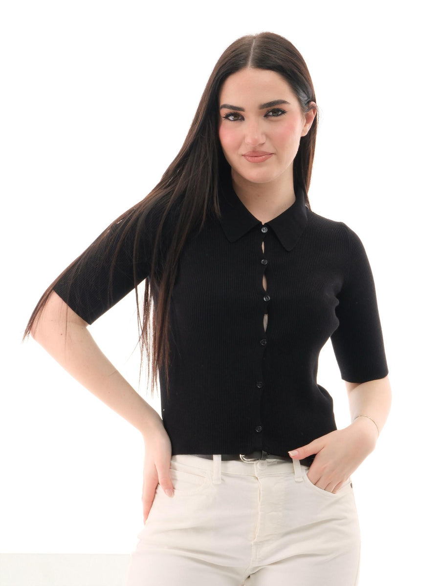 Polo slim Vicolo nera con bottoncini 22090D NE Vicolo 