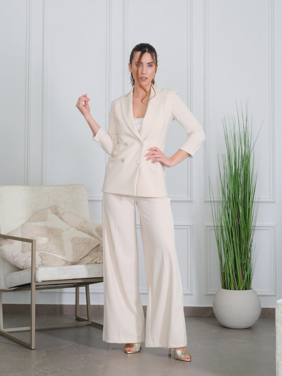 Pantalone a palazzo Imperial burro con inserti in raso PER6JAW BURRO Imperial 