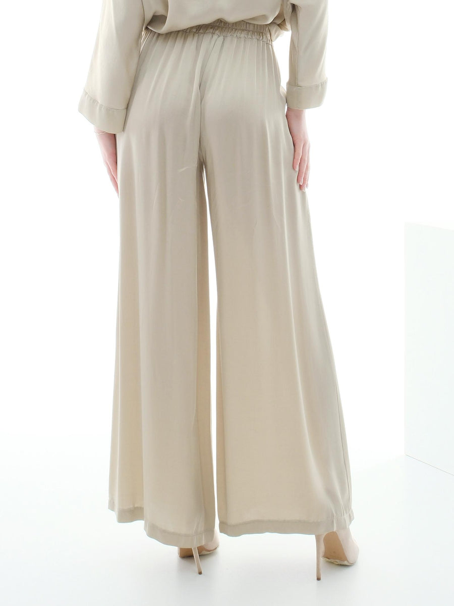 Pantalone a palazzo Armoire beige in raso F8196P PAPIRO Armoire 