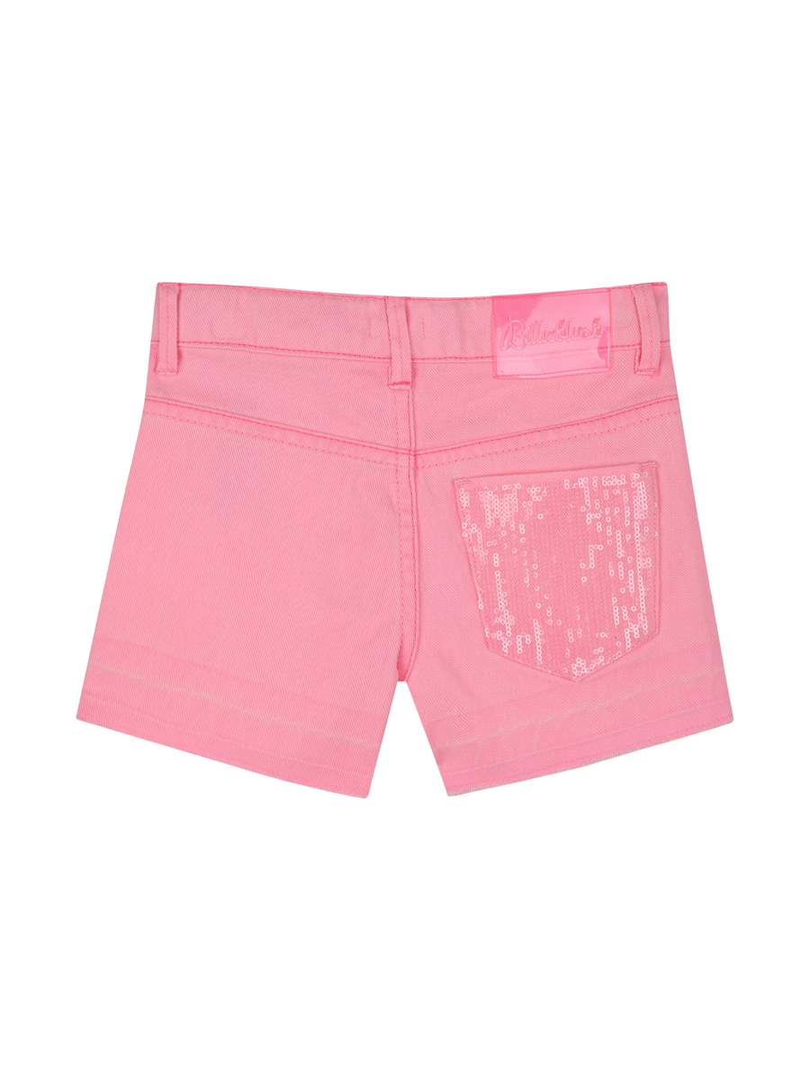 Shorts Billie Blush rosa con tasca decorata in paillettes U21043 462 Billie Blush 