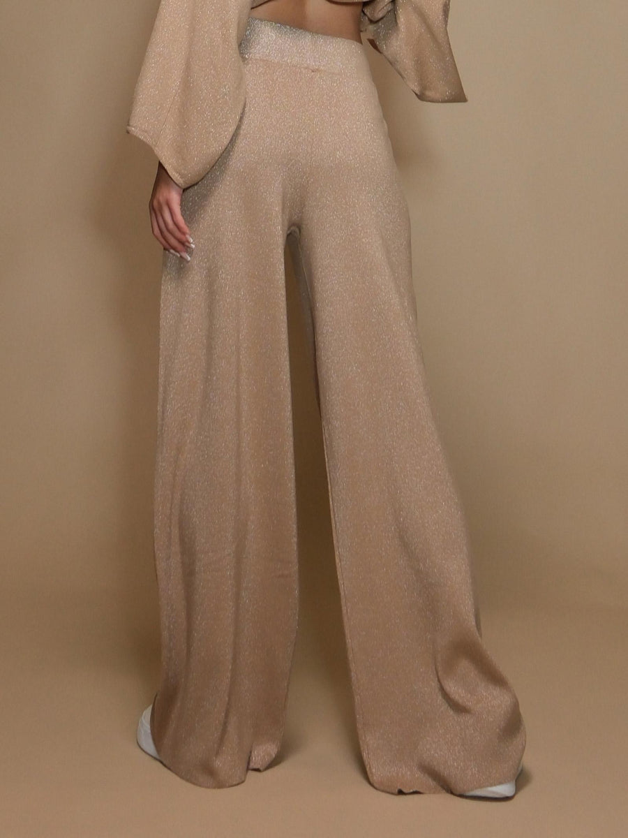 Pantaloni Armoire in maglia lurex mandorla R1896L MANDORLA Armoire 