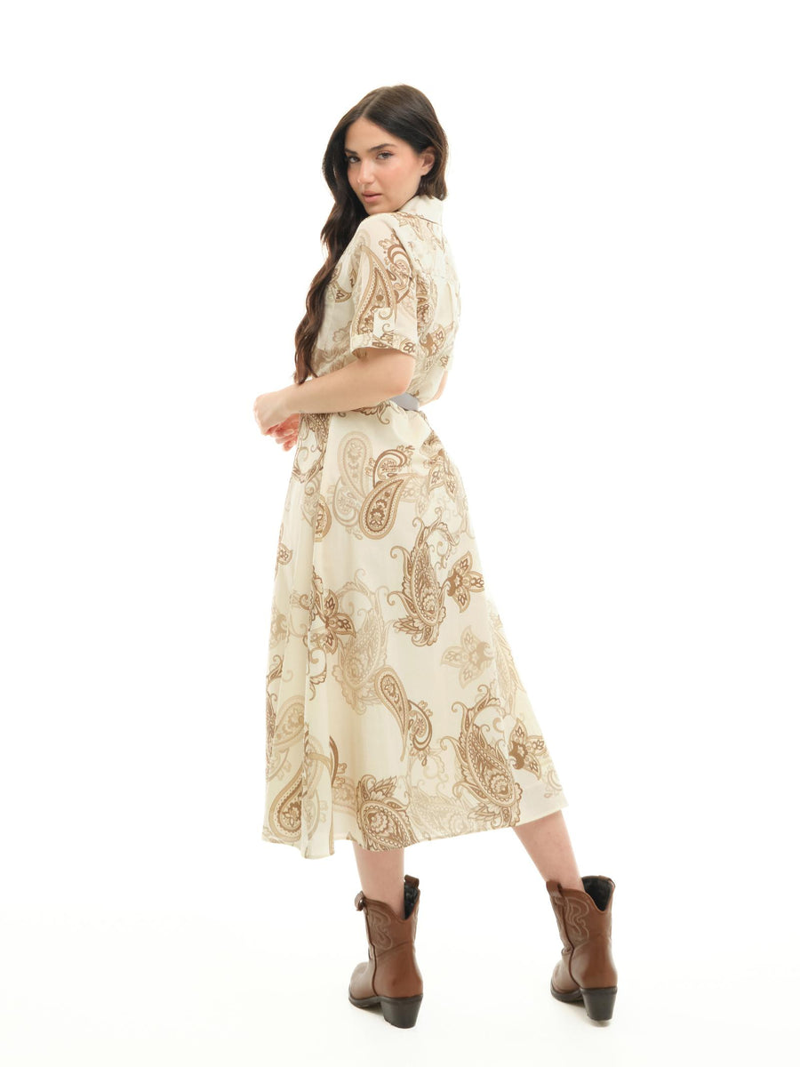 Abito chemisier Armoire bianco con cinturino marrone AB1265 BIANCO Armoire 