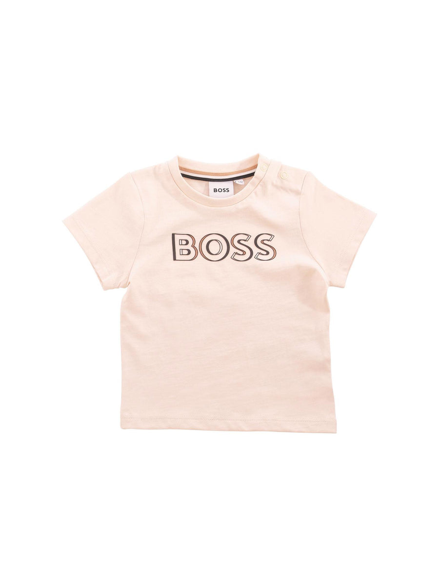 T-Shirt Boss beige chiaro con logo contornato J52107 21C Boss 