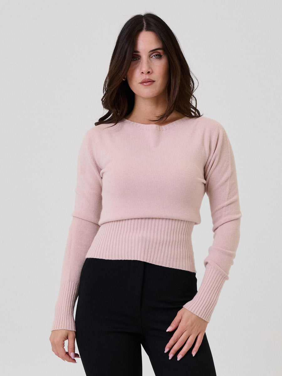 Maglia Armoire rosa con fondo a costine IT991 ROSA Armoire 