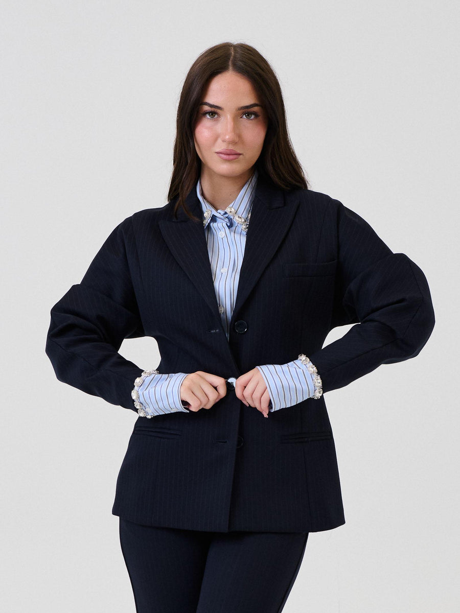 Giacca monopetto Vicolo blu gessato TF0142 BLU Vicolo 