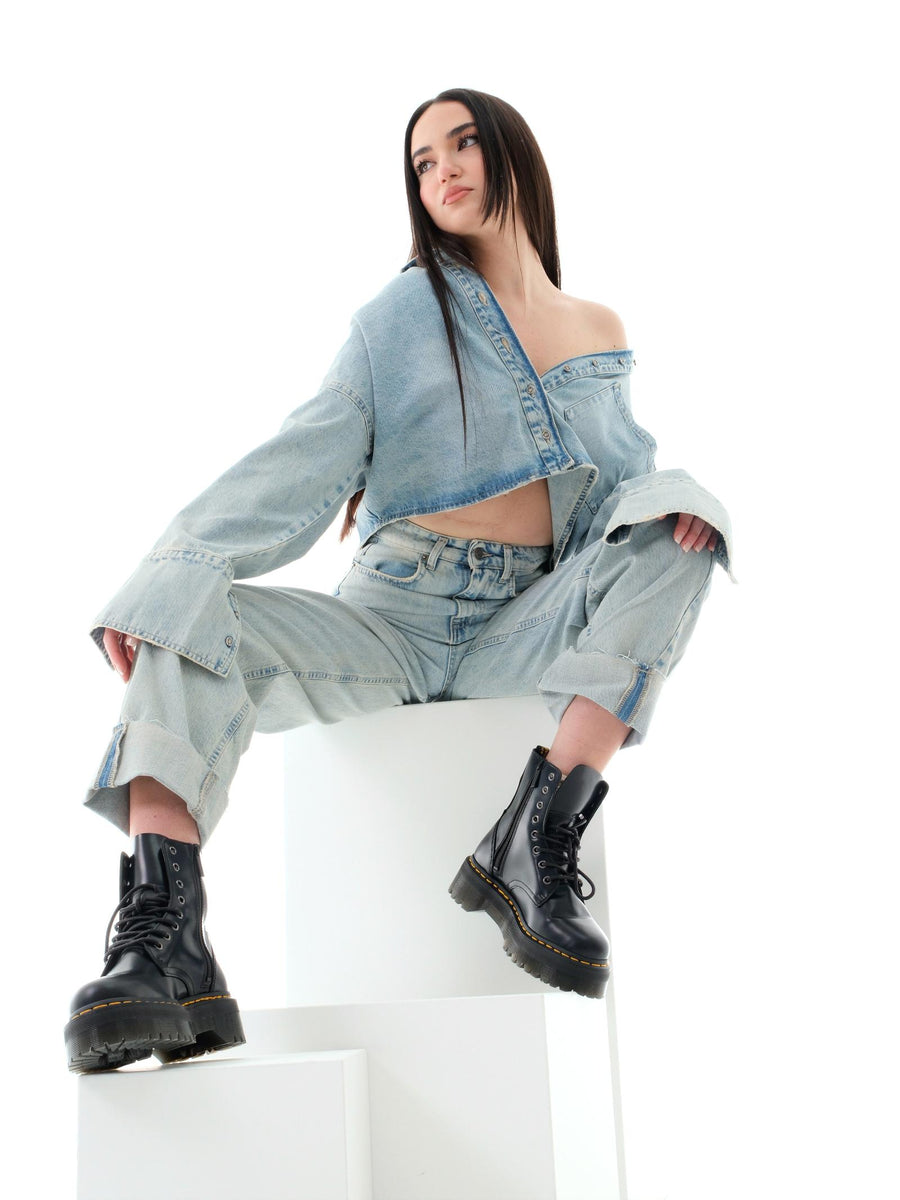 Camicia cropped Vicolo blu chiaro in denim DD5125 DNM Vicolo 