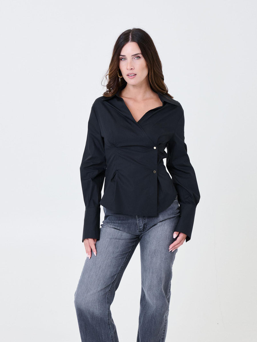 Camicia asimmetrica Imperial nera con chiusura laterale CNC5KFP NERO Imperial 