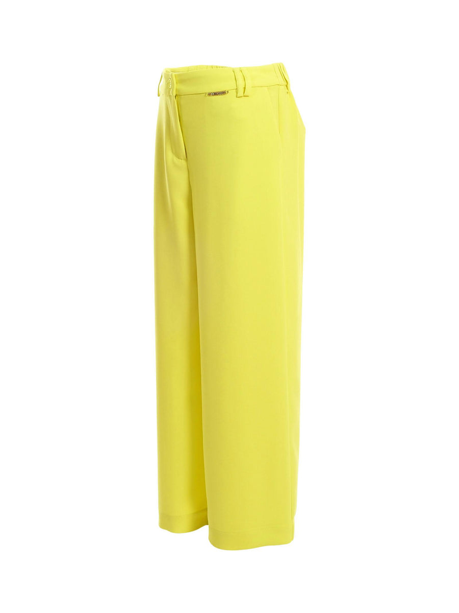 Pantalone Twinset giallo a palazzo con logo lettering in rilievo 251GJ2QN8 12124 Twinset 