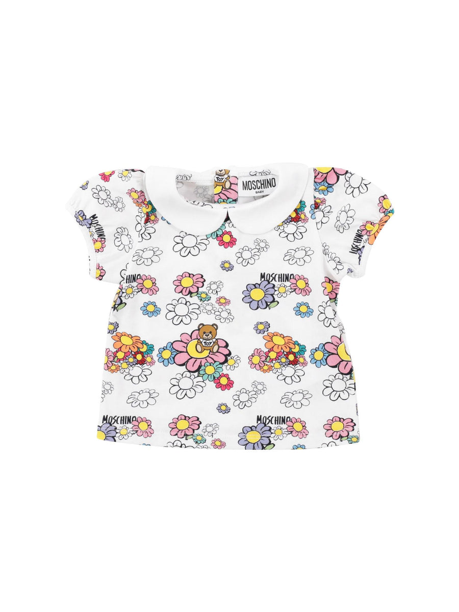 T-shirt bianca con margherite all over MBM02S 84328 Moschino 