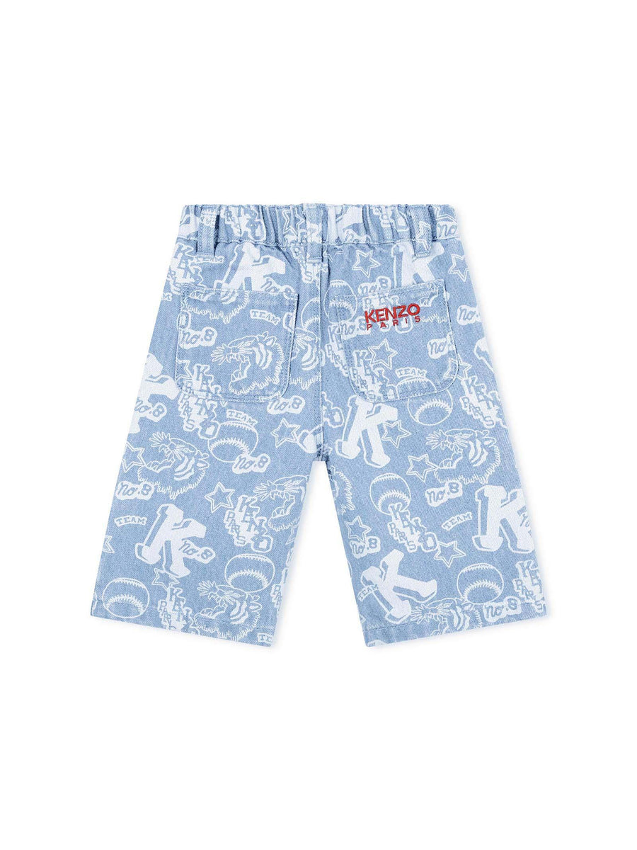 Jeans denim con stampe all over K04285 Z74 Kenzo 