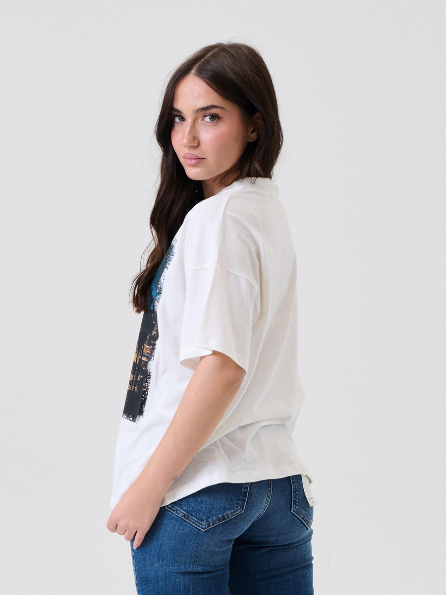 T-Shirt Vicolo bianca con stampa california RF0258 BIA Vicolo 